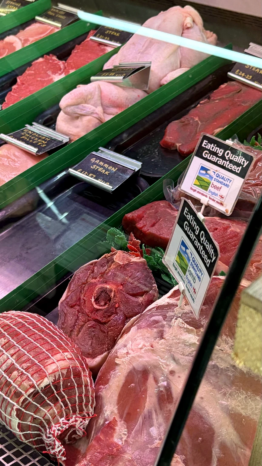 Fresh meat on the butcher's counter