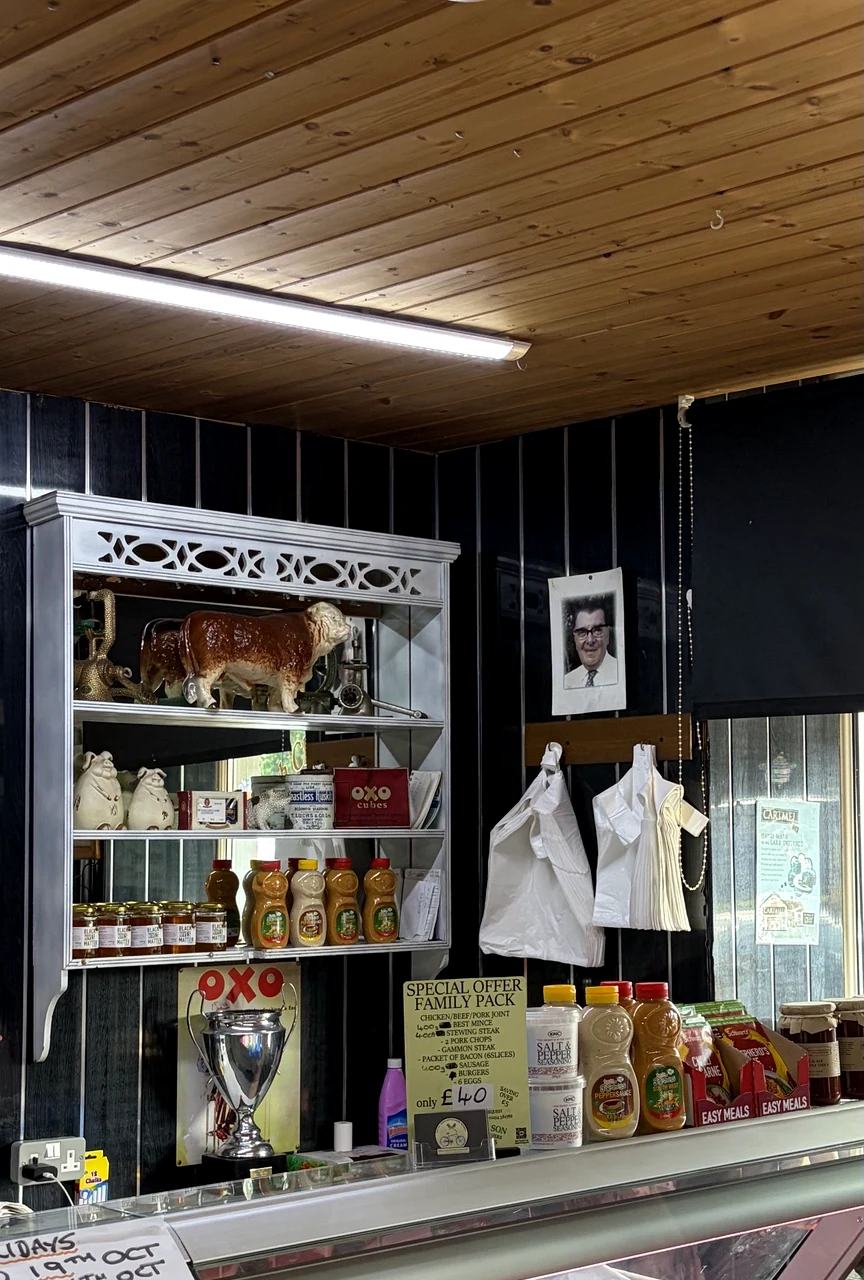 Shelves and counter inside the shop